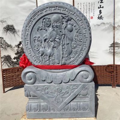 做旧青石抱鼓石雕刻庭院户外装饰摆件