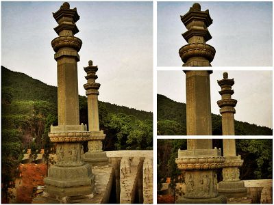 景观庙宇摆放石经幢石柱