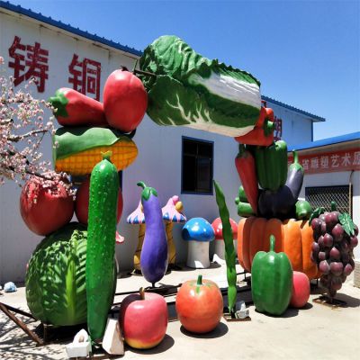 农场创意玻璃钢彩绘仿真植物蔬菜水果雕塑