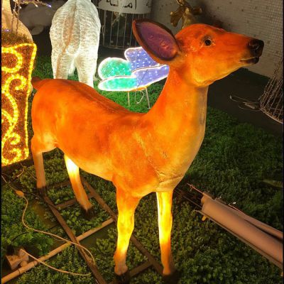 街道草地玻璃钢灯光亮化鹿动物摆件
