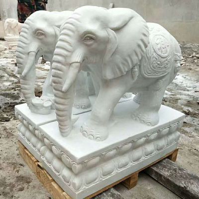 庭院别墅汉白玉石雕大象雕塑
