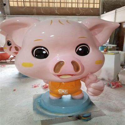 卡通动物商业街美陈玻璃钢小猪雕塑