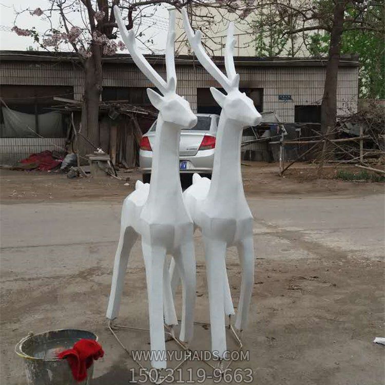 几何不锈钢抽象梅花鹿雕塑