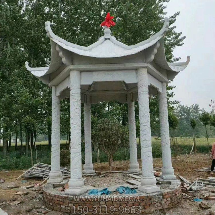 单层石凉亭雕塑