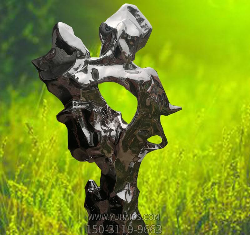 公园不锈钢镜面抽象艺术太湖石雕塑