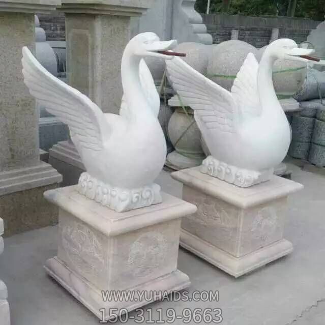 庭院小动物摆件 小区喷水石雕天鹅雕塑