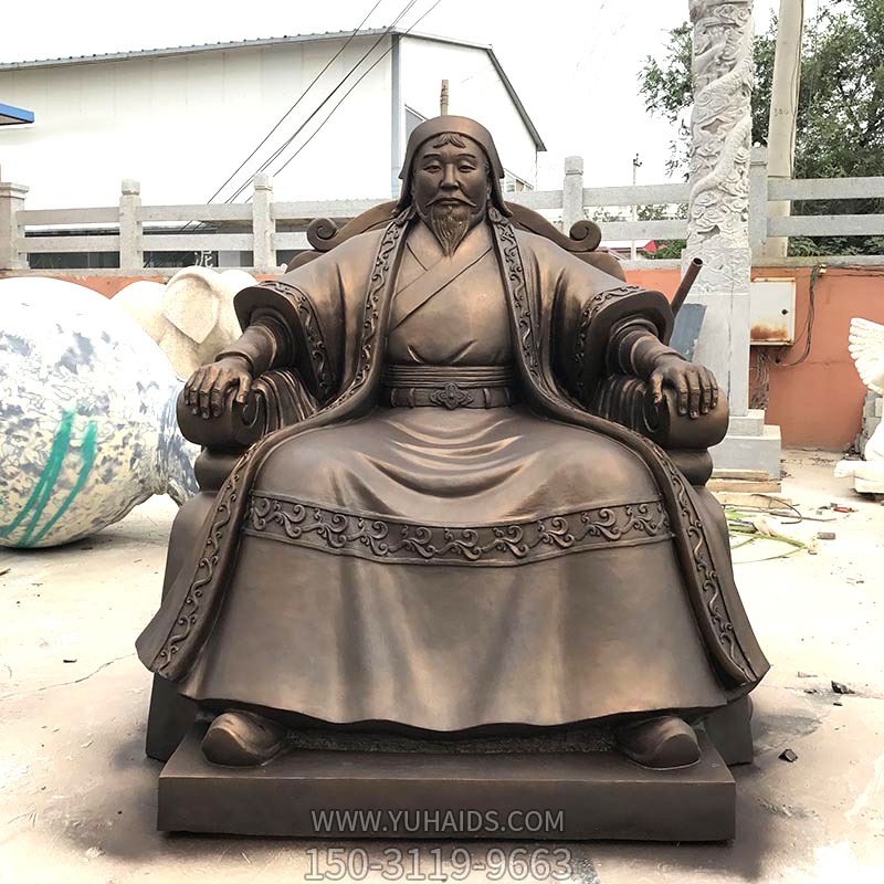 玻璃钢仿铜古代著名帝王军事家成吉思汗雕塑