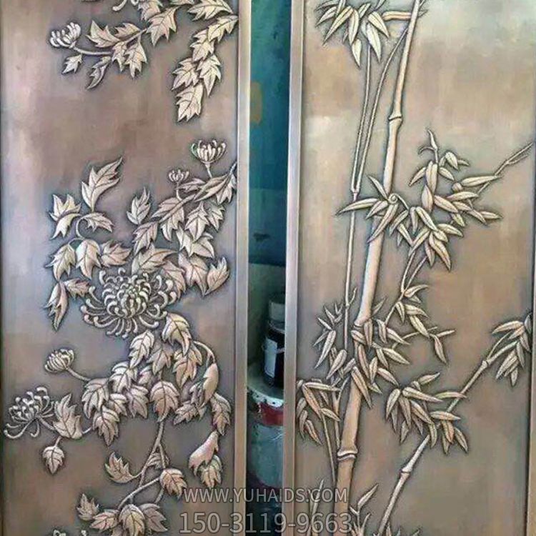 紫铜锻铜浮雕铜板梅兰竹菊主题背景墙壁画雕塑