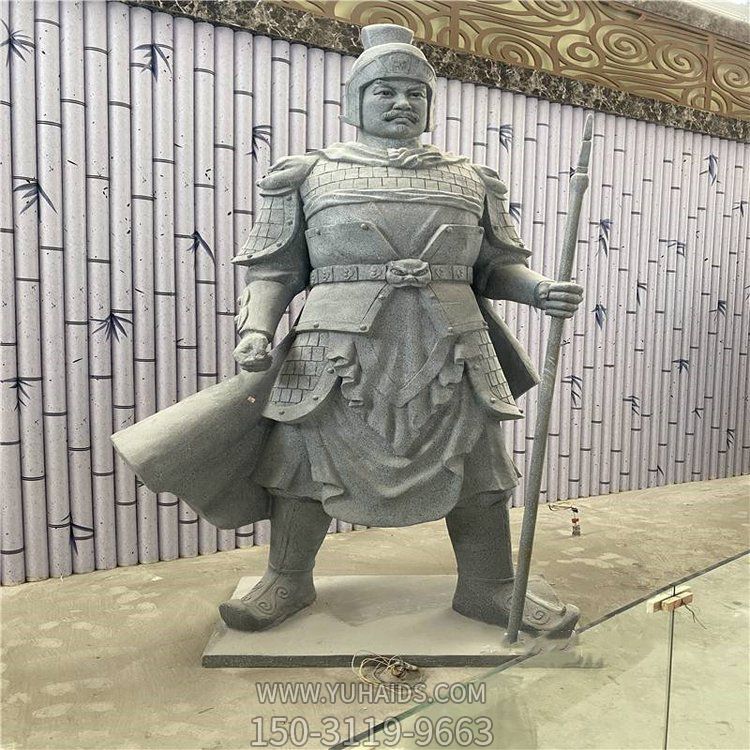 景区展馆摆放青石雕刻古代将军雕像雕塑