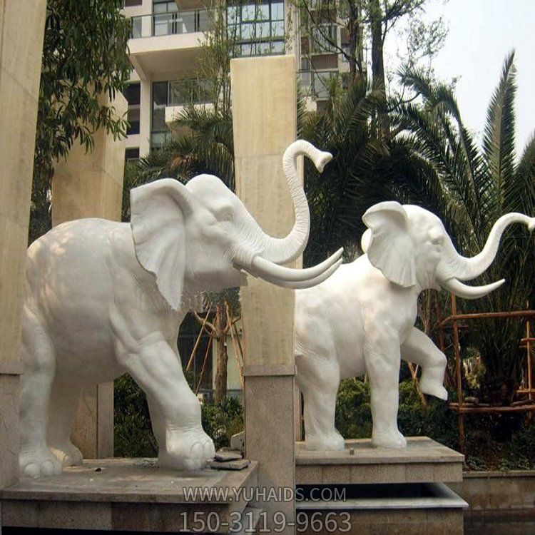 大理石汉白玉大象小区园林雕塑