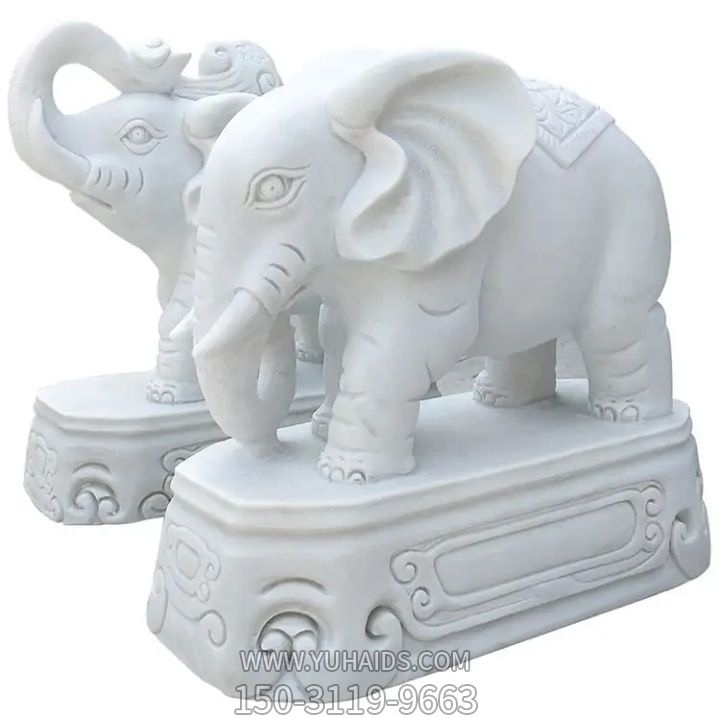 公园景区大型仿真动物汉白玉石雕大象雕塑