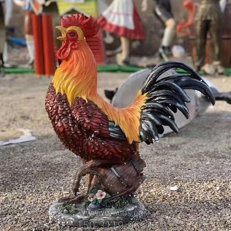 玻璃钢仿真动物家禽公鸡雕塑