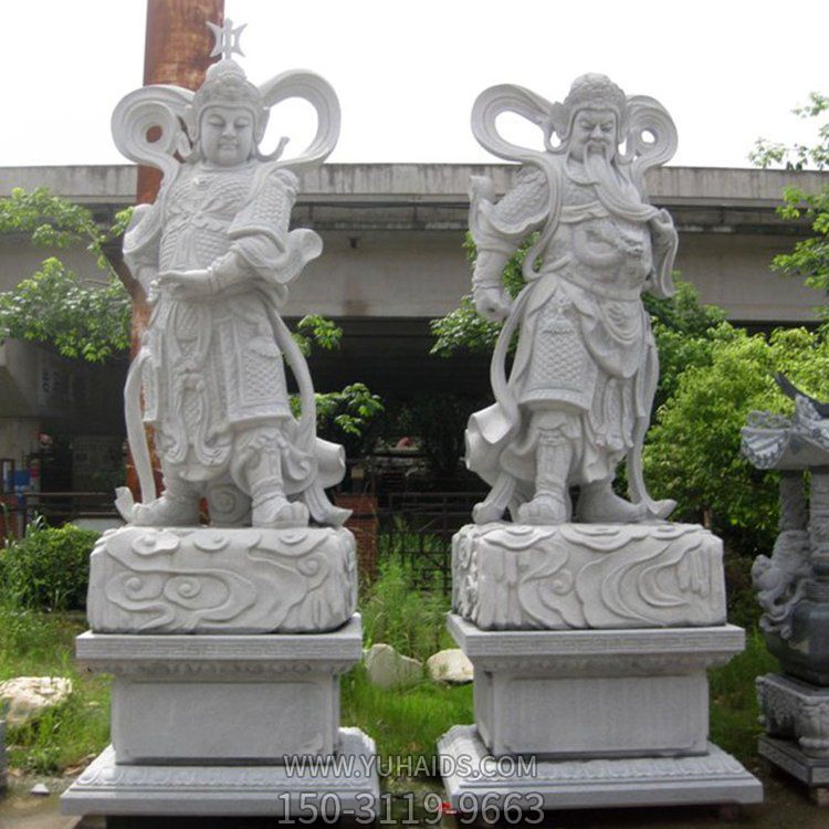 寺庙摆放天然青石雕刻四大天王雕像雕塑