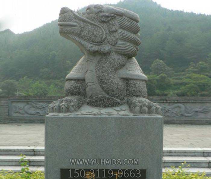 景区摆放的骄傲的砂石石雕创意龙龟雕塑