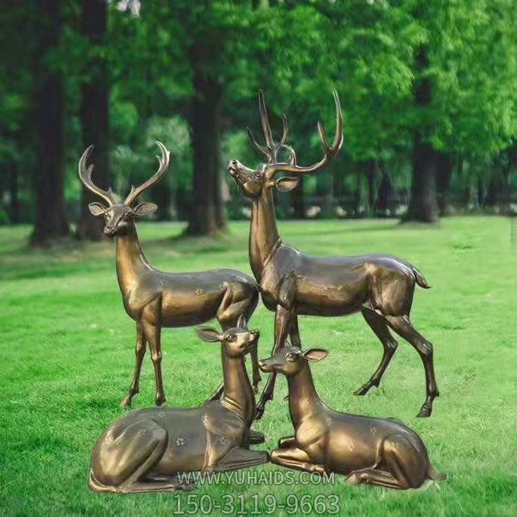 铜雕户外园林景观梅花鹿雕塑