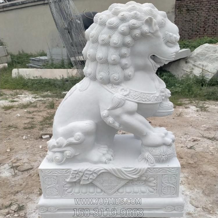 汉白玉雕刻石狮子门墩雕塑庭院门口摆件