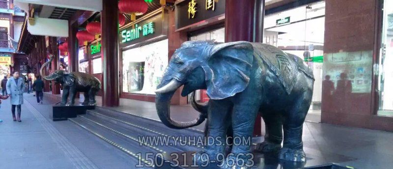 城市街道创意景观玻璃钢仿真动物景观大象雕塑