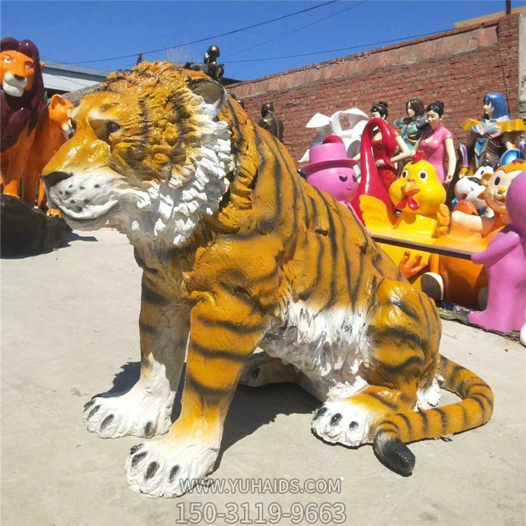 玻璃钢仿真动物老虎雕塑