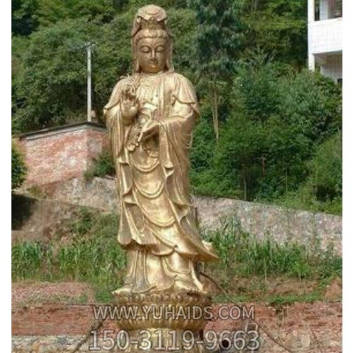 户外大型黄铜观世音雕塑