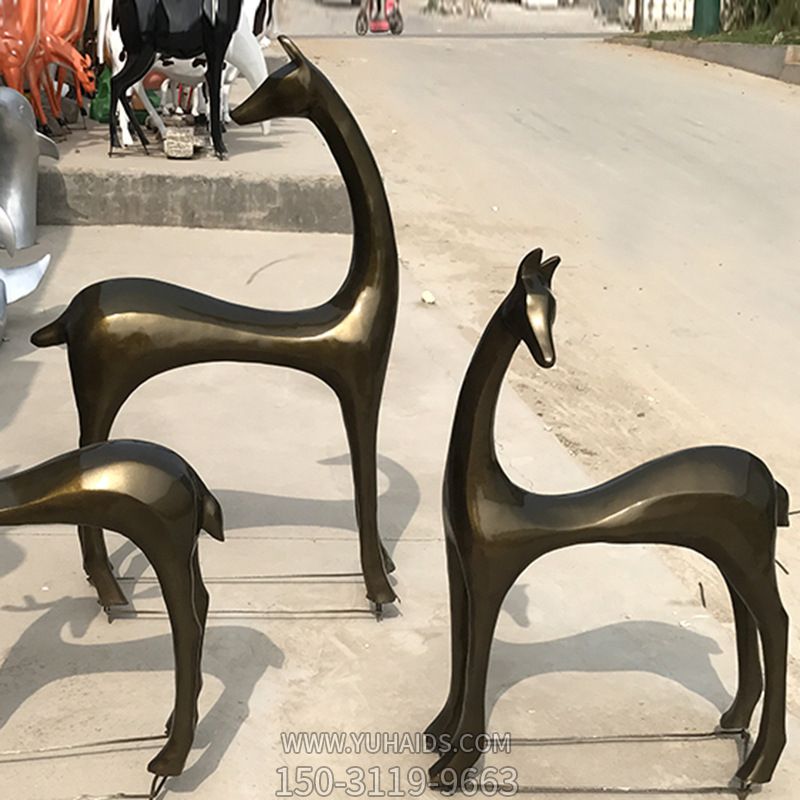 抽象几何不锈钢铜雕鹿雕塑