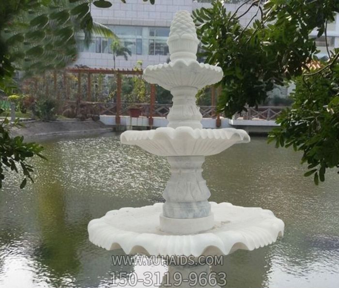 小区摆放三层喷泉汉白玉公园石雕雕塑