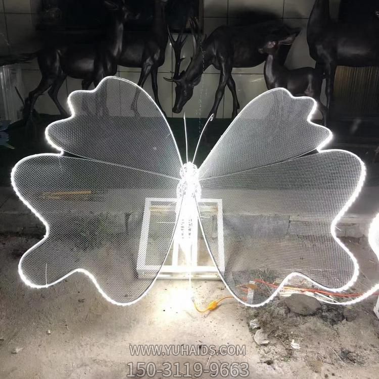 创意不锈钢网格蝴蝶灯光园林装饰品雕塑