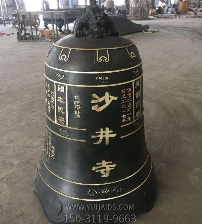 寺院摆放大型纯铜锻造祈福挂钟雕塑