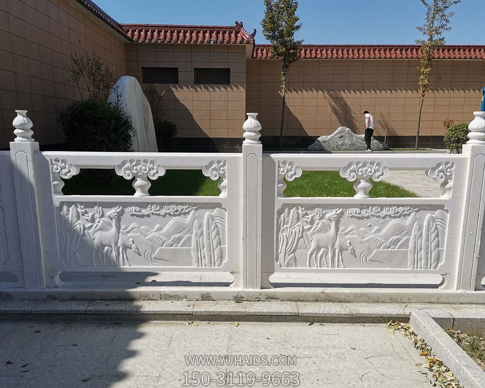 汉白玉浮雕工艺动物庭院栏杆装饰雕塑