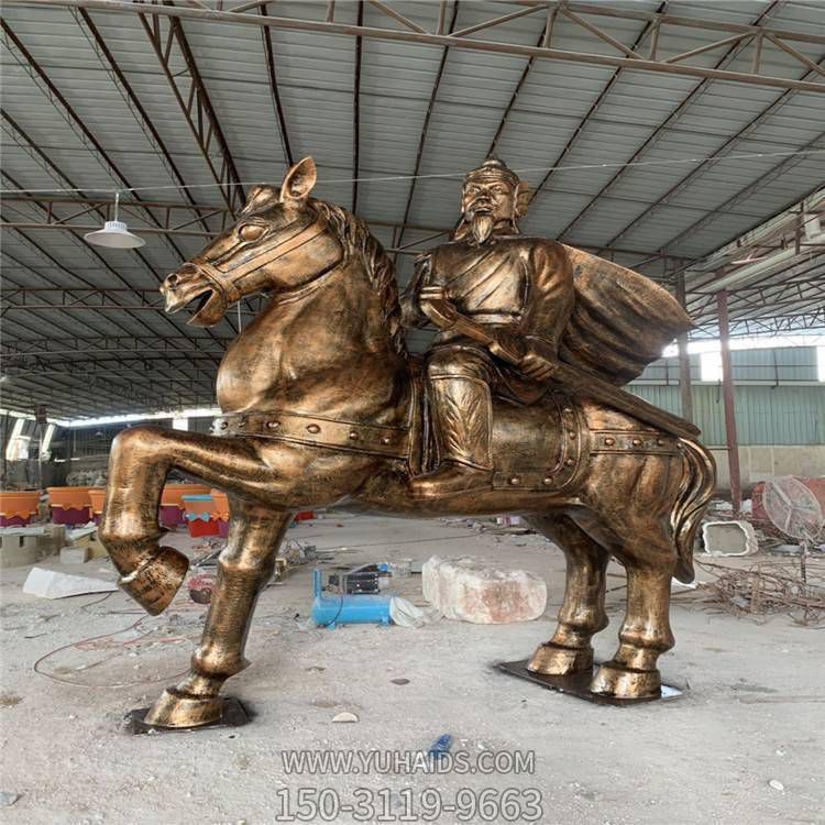 黄铜铸造古代人物将军骑马 景区广场摆件雕塑