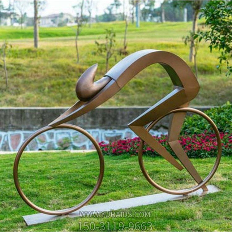 校园广场景观户外不锈钢抽象运动主题骑自行车人物雕塑