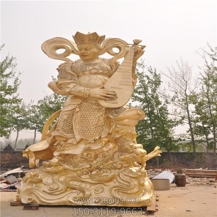 玻璃钢漆金大型四大天王神像寺庙景点摆件雕塑