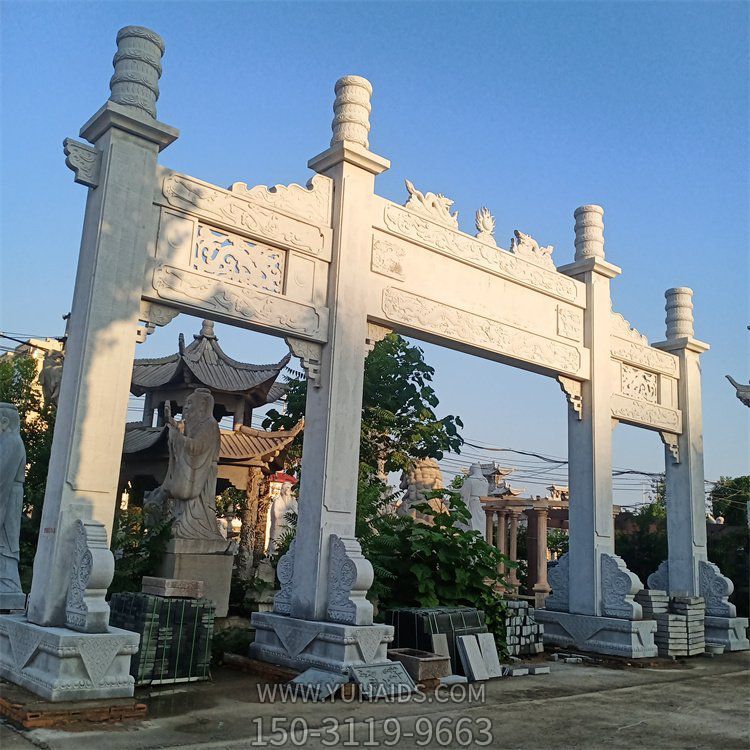 园林大型大理石石雕户外园林景观摆件牌坊雕塑