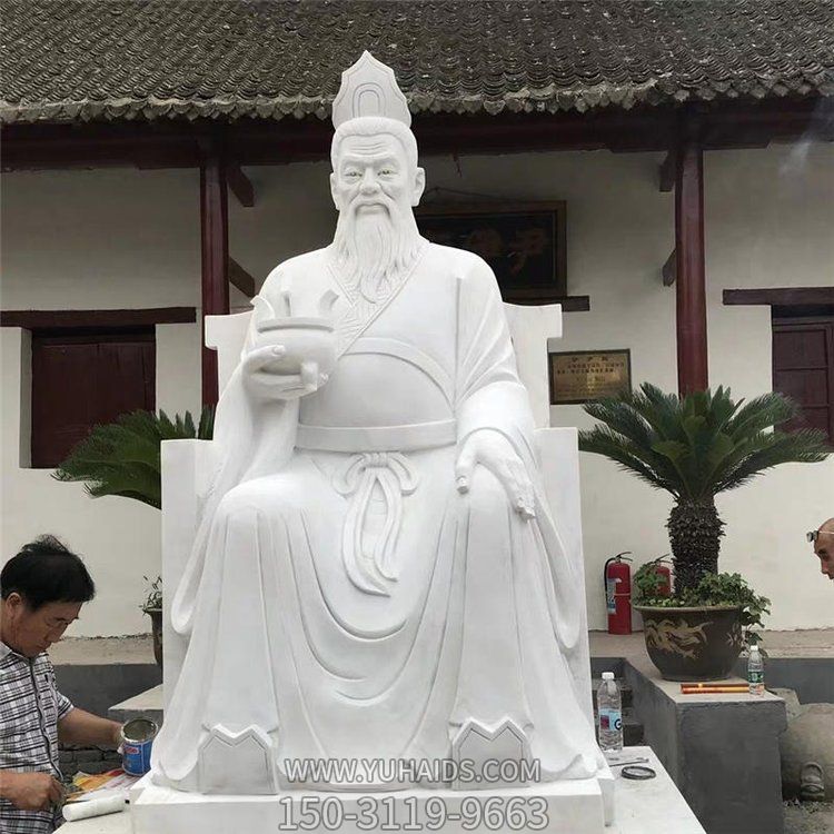 孔子李时珍张仲景华佗孙思邈 汉白玉古代名人肖像雕塑