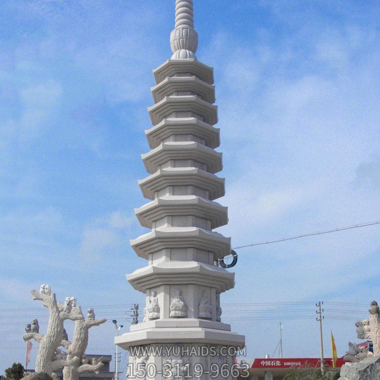 寺庙户外大型汉白玉浮雕十层风水景观文昌塔石雕雕塑