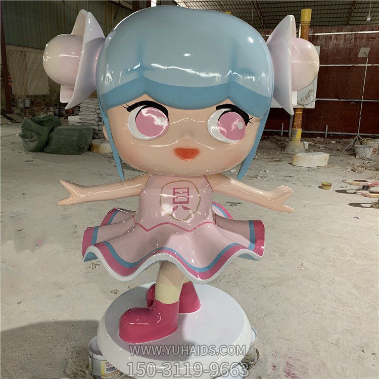 网红店铺玻璃钢卡通小女孩人物雕塑