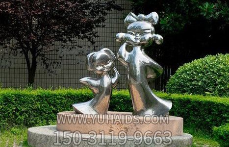 不锈钢镜面古代儿童雕塑