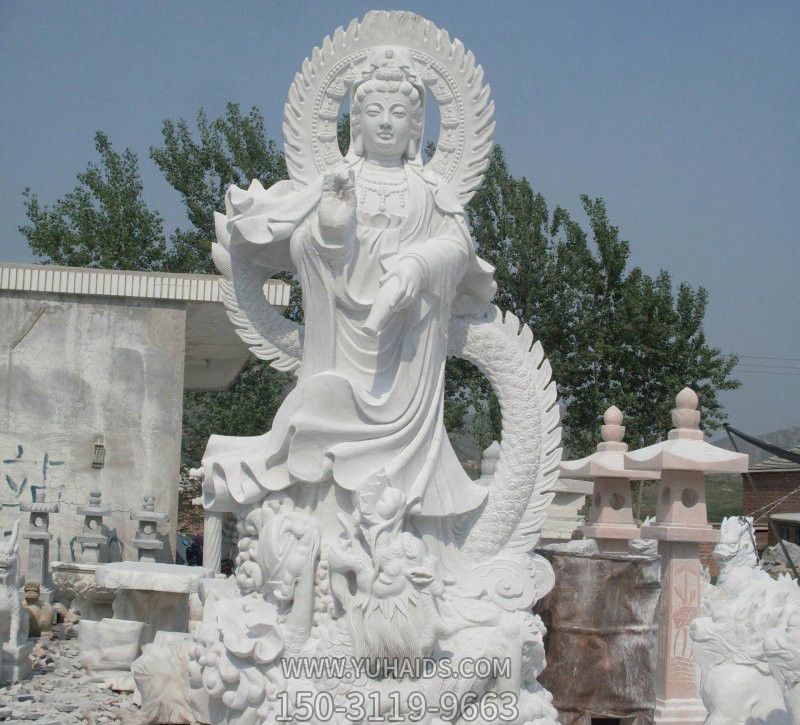 宗教庙宇汉白玉石雕观音雕塑