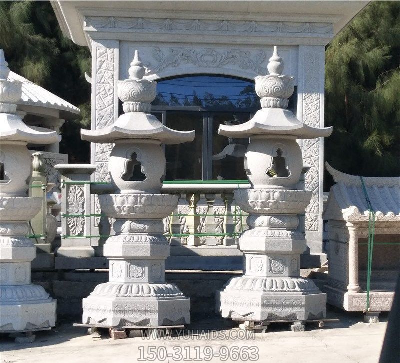 寺院景观摆放落地仿古汉白玉石灯笼摆件雕塑
