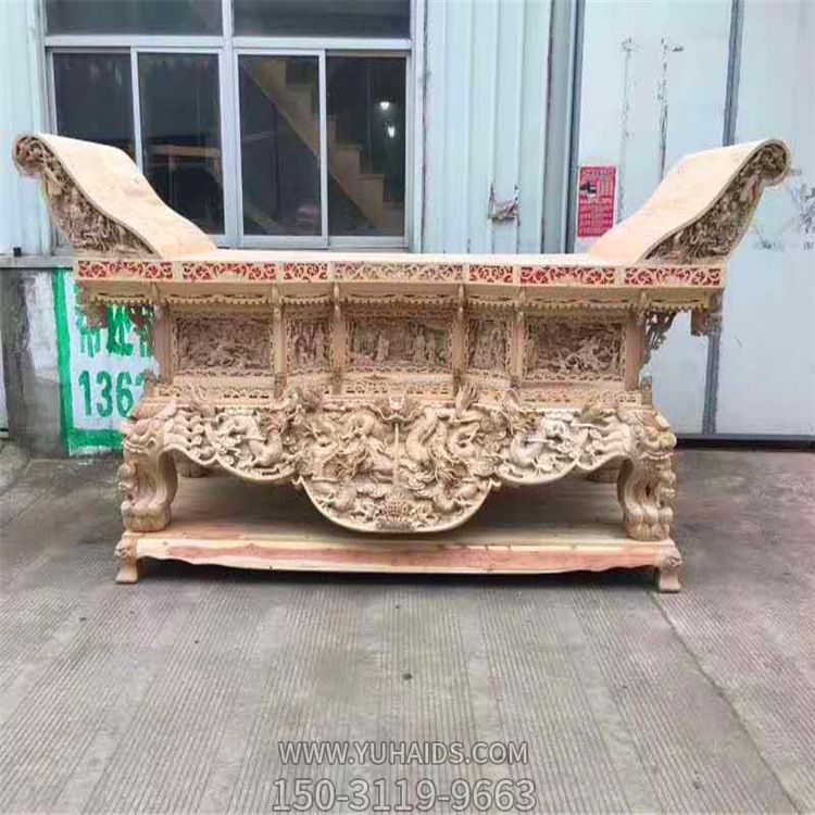 大型原色香樟木木雕园林寺院摆放供桌雕塑