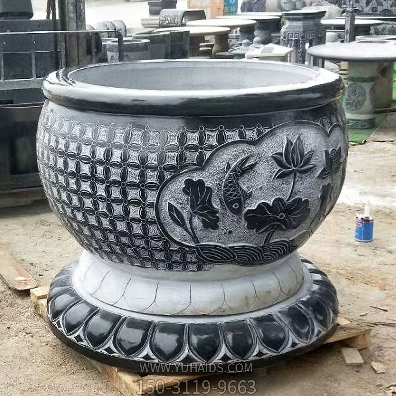 公园景区青石石雕缸雕塑