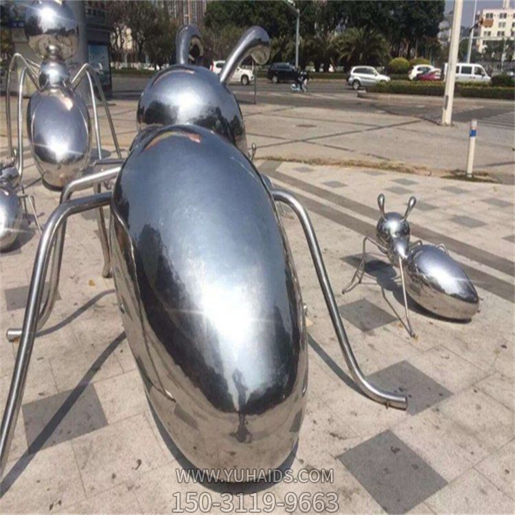 商业广场户外摆放不锈钢镜面抽象蚂蚁景观小品雕塑