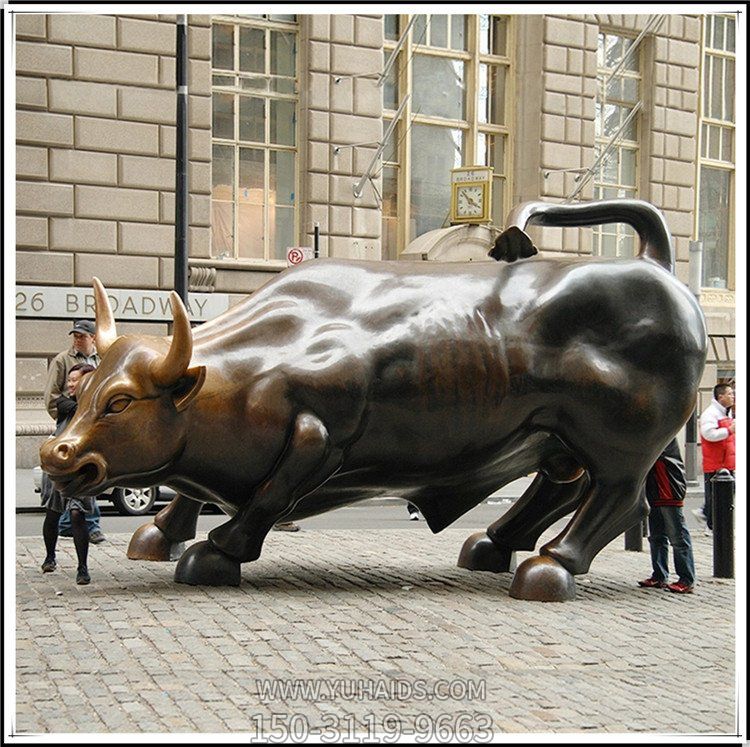 城市街道装饰摆放黄铜铸造大型华尔街牛雕塑