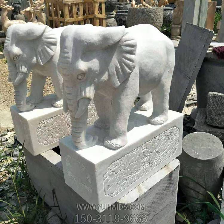大理石石雕庭院别墅门口大型大象雕塑