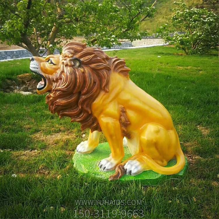 玻璃钢仿真狮子雕塑 户外园林景观动物摆件