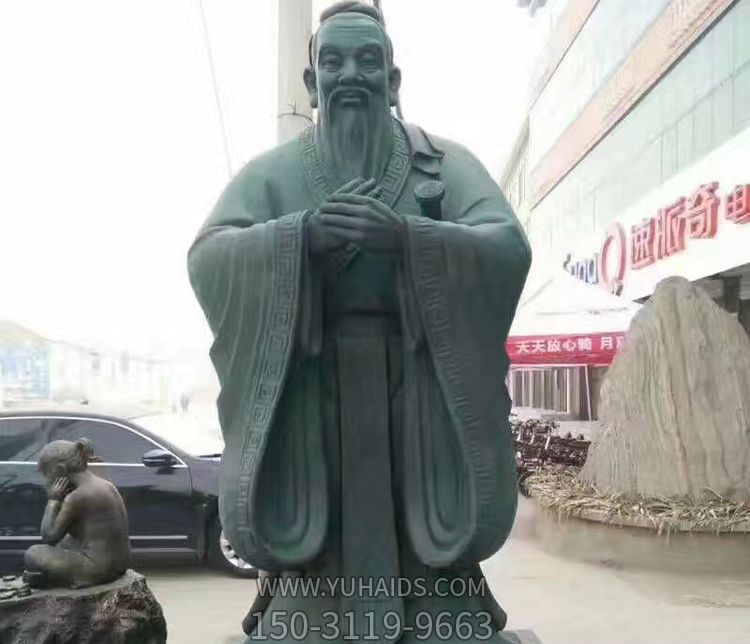 城市花园广场历史人物孔子行教玻璃钢仿青铜雕塑