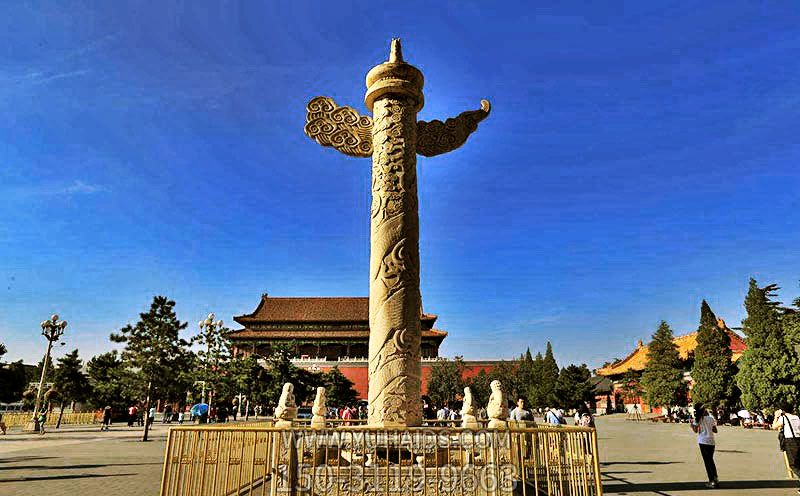 园林景区广场摆放大理石华表雕刻雕塑