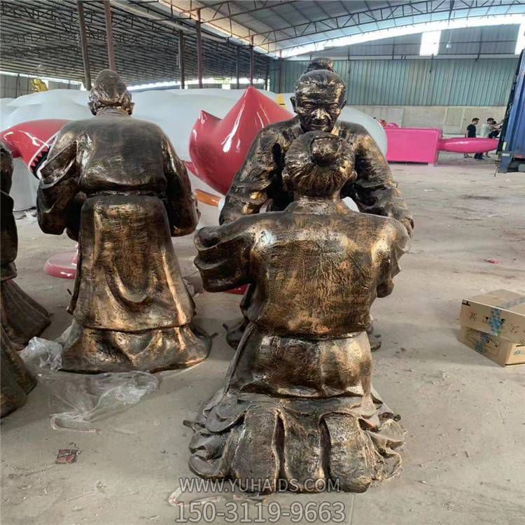 玻璃钢仿铜户外园林景观情景人物雕塑