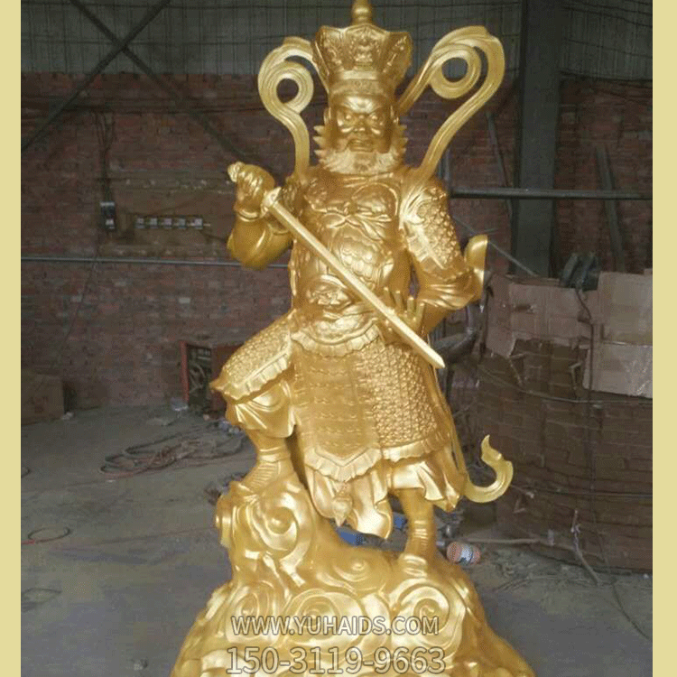 漆金四大天王之增长天王雕像雕塑