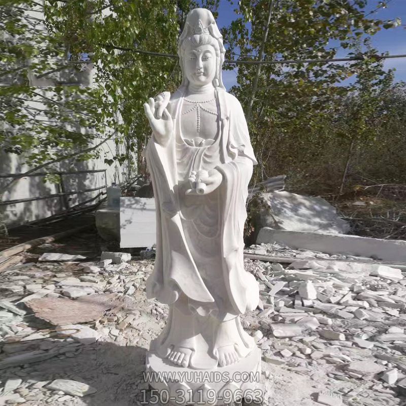 汉白玉石雕大型景观观音雕塑