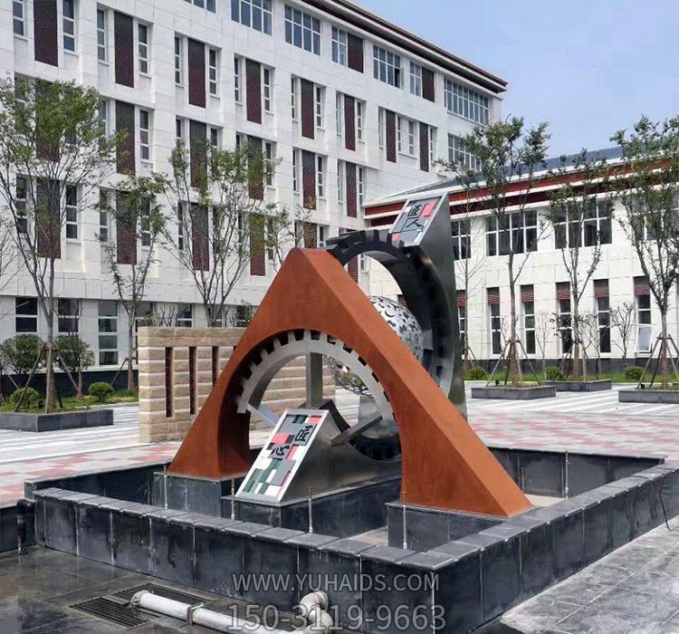 别墅抽象不锈钢个性齿轮雕塑